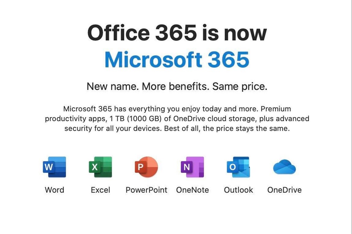 Office 365 rename to Microsoft 365 banner