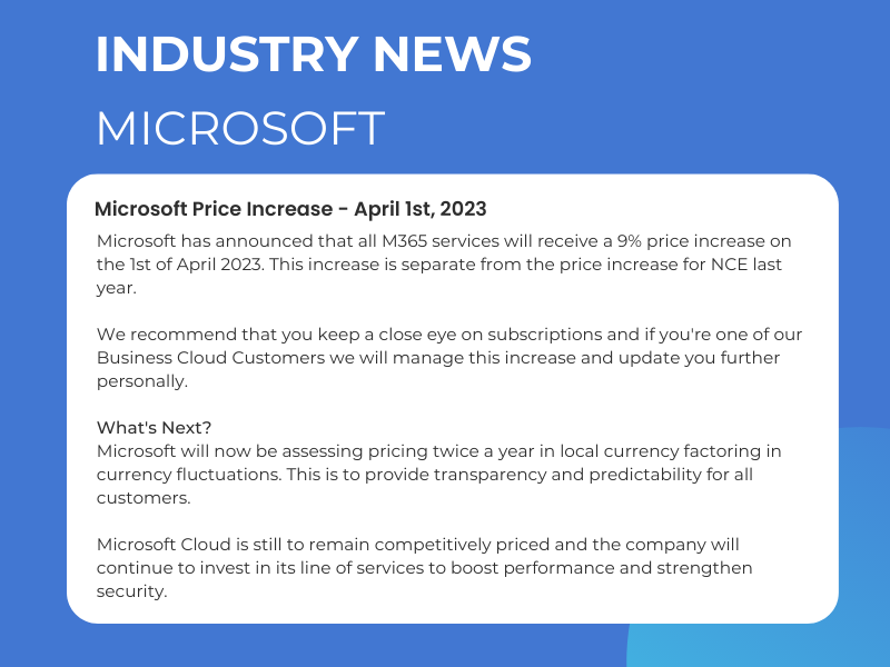 Microsoft 365 Price Increase – 1st of April 2023!